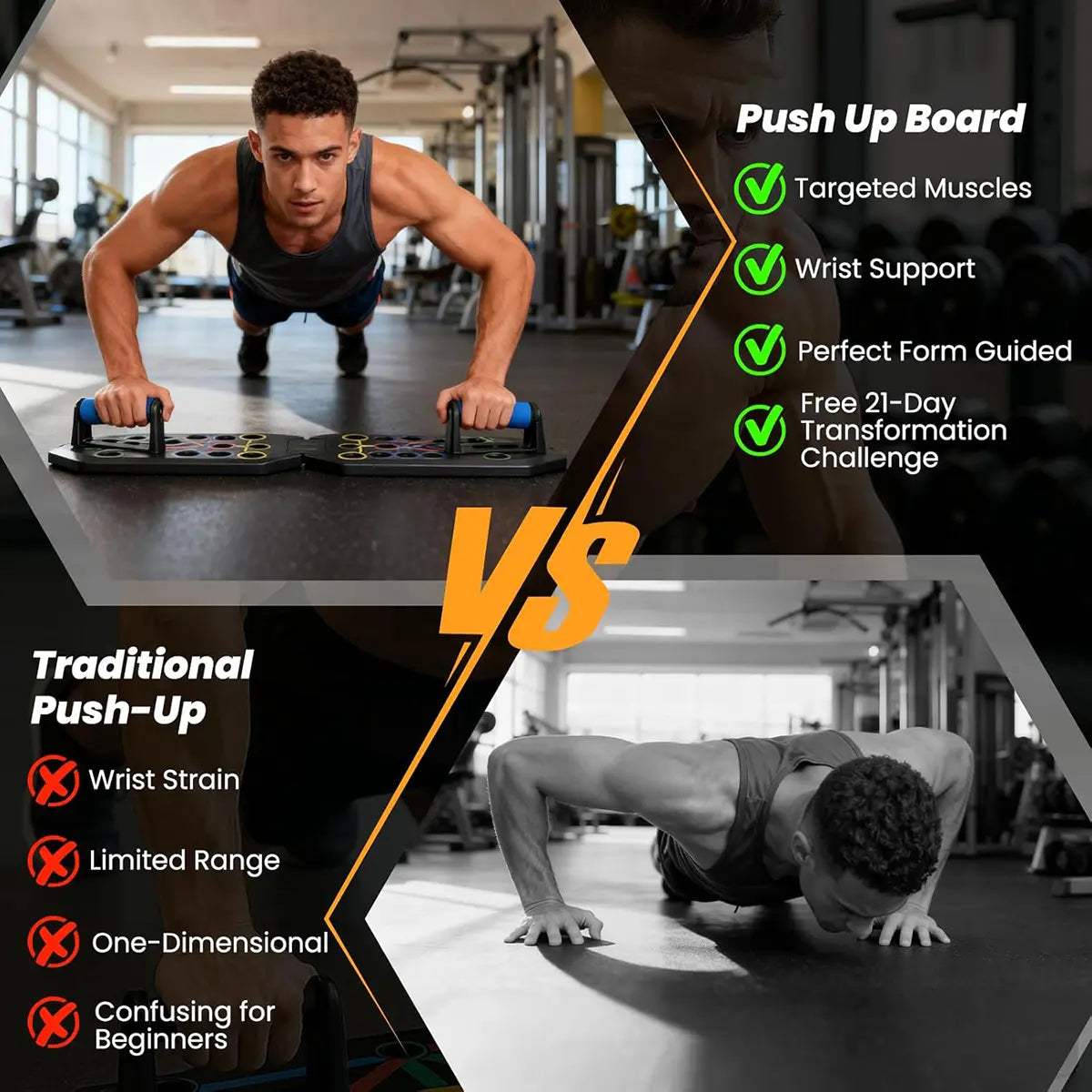 Enhanced Push-Up Board Fitness Kit with 28 Holes, Portable Home Exercise Equipment for Chest, Arms & Core, Includes Resistance Band & Upper Body Toner for Men & Women Summervibes