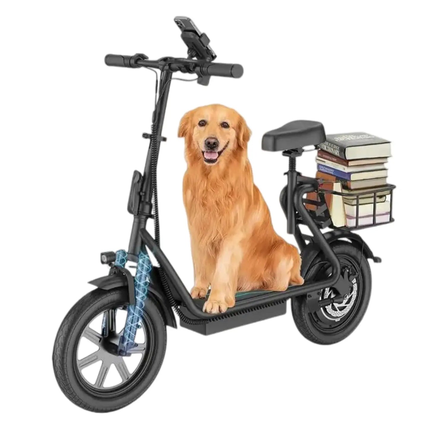 Summervibes [AOPO] Electric Scooter with Seat, 500W Motor, 22MPH Top Speed, Adults Electric Scooter with Large Storage Basket for Pets Dogs and Items Ev Scooter E Bike