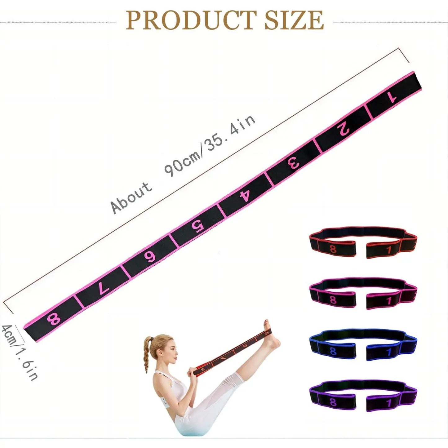 Professional Stretching and Yoga Resistance Bands with Clear Markings - 8-Section Elastic Training Bands
