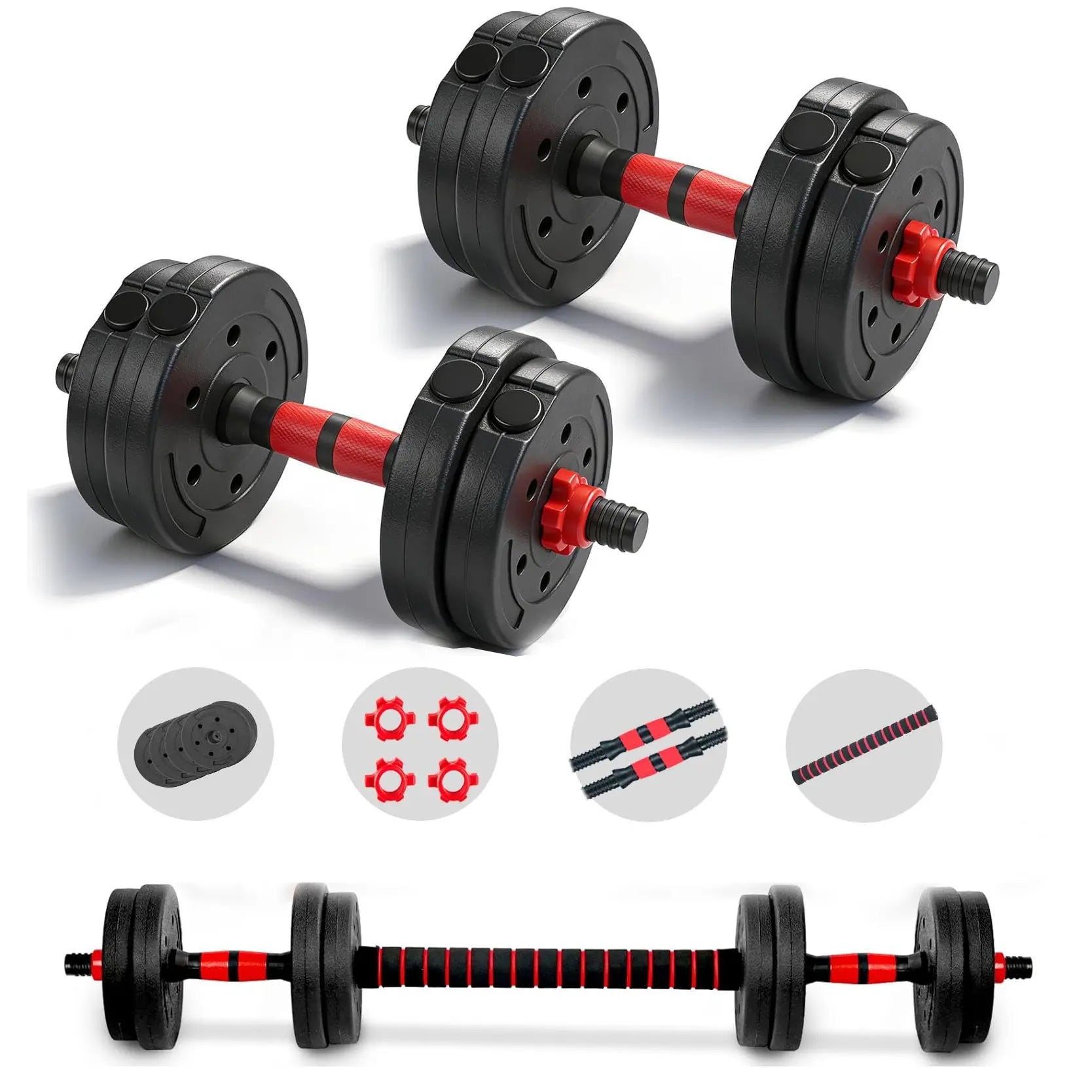 Summervibes 22Lb Adjustable-Dumbbells-Sets,Free Weights-Dumbbells Set of 2 Convertible to Barbell a Pair of Lightweight for Home Gym,Women and Men Equipment