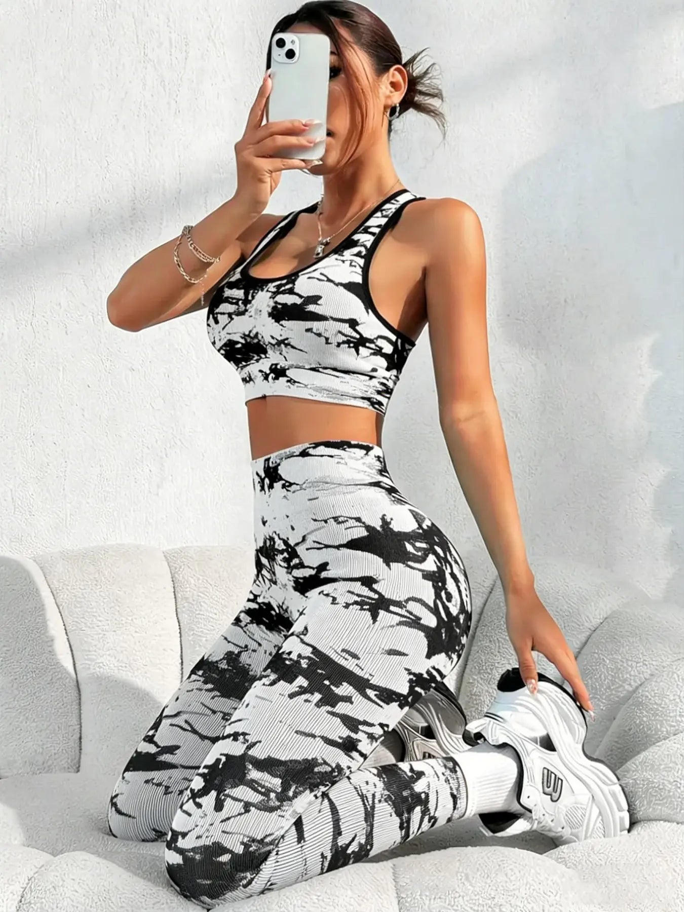 Women'S Sportswear Set, High Waist Tummy Control Bralette, Butt Lifting Long Pants, Ideal for Outdoor Activities, Yoga, Parties