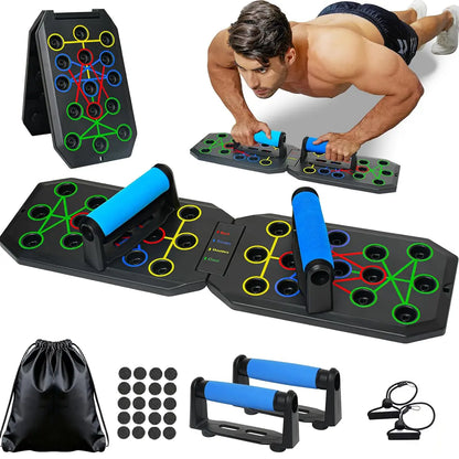 Enhanced Push-Up Board Fitness Kit with 28 Holes, Portable Home Exercise Equipment for Chest, Arms & Core, Includes Resistance Band & Upper Body Toner for Men & Women Summervibes