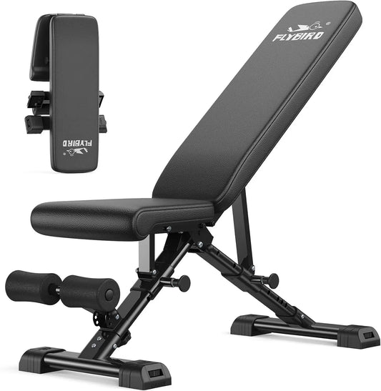 FLYBIRD Adjustable Weight Bench, Astm-Certified 800LBS Workout Bench Foldable for Home Gym, 90° to -30° FID and 30In Extended Backrest for Bench Press Strength Training Exercise#Summervibes Summervibes,Summervibes