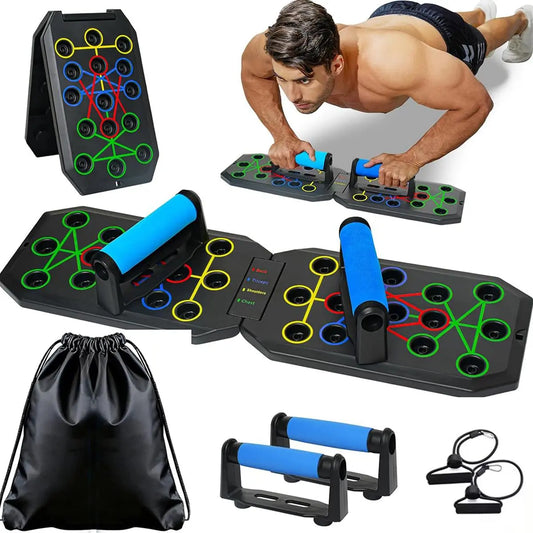 Enhanced Push-Up Board Fitness Kit with 28 Holes, Portable Home Exercise Equipment for Chest, Arms & Core, Includes Resistance Band & Upper Body Toner for Men & Women Summervibes