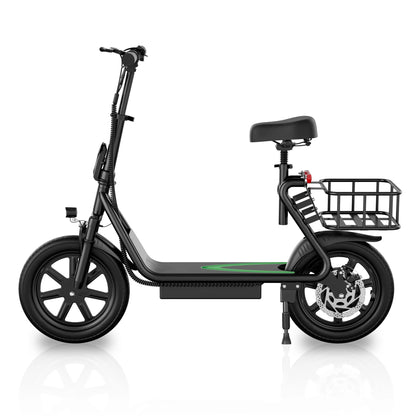 Summervibes [AOPO] Electric Scooter with Seat, 500W Motor, 22MPH Top Speed, Adults Electric Scooter with Large Storage Basket for Pets Dogs and Items Ev Scooter E Bike