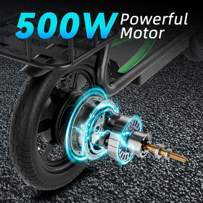 Summervibes [AOPO] Electric Scooter with Seat, 500W Motor, 22MPH Top Speed, Adults Electric Scooter with Large Storage Basket for Pets Dogs and Items Ev Scooter E Bike
