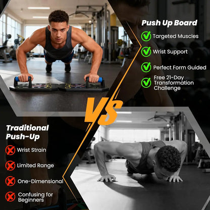 Enhanced Push-Up Board Fitness Kit with 28 Holes, Portable Home Exercise Equipment for Chest, Arms & Core, Includes Resistance Band & Upper Body Toner for Men & Women Summervibes